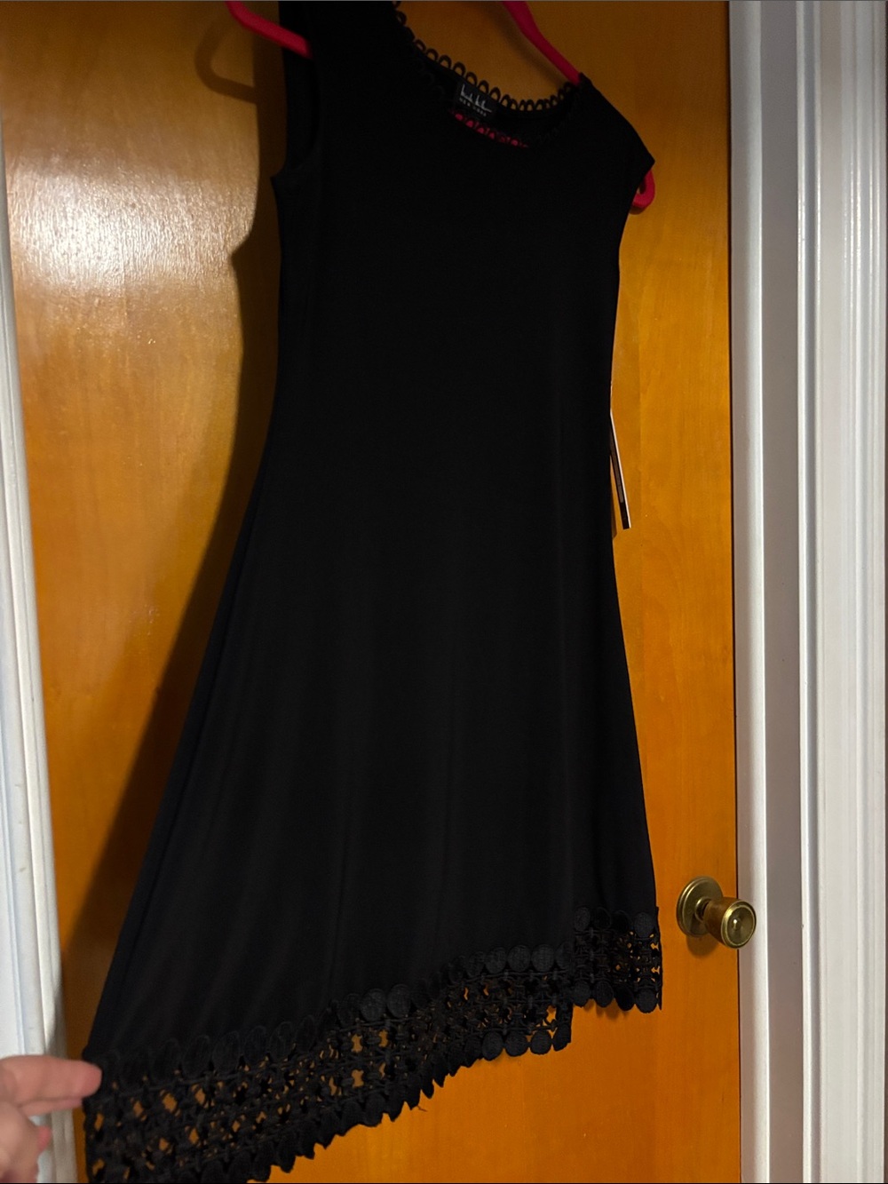 Nicole Miller Black Sleeveless Crochet-Hem Mini Dress